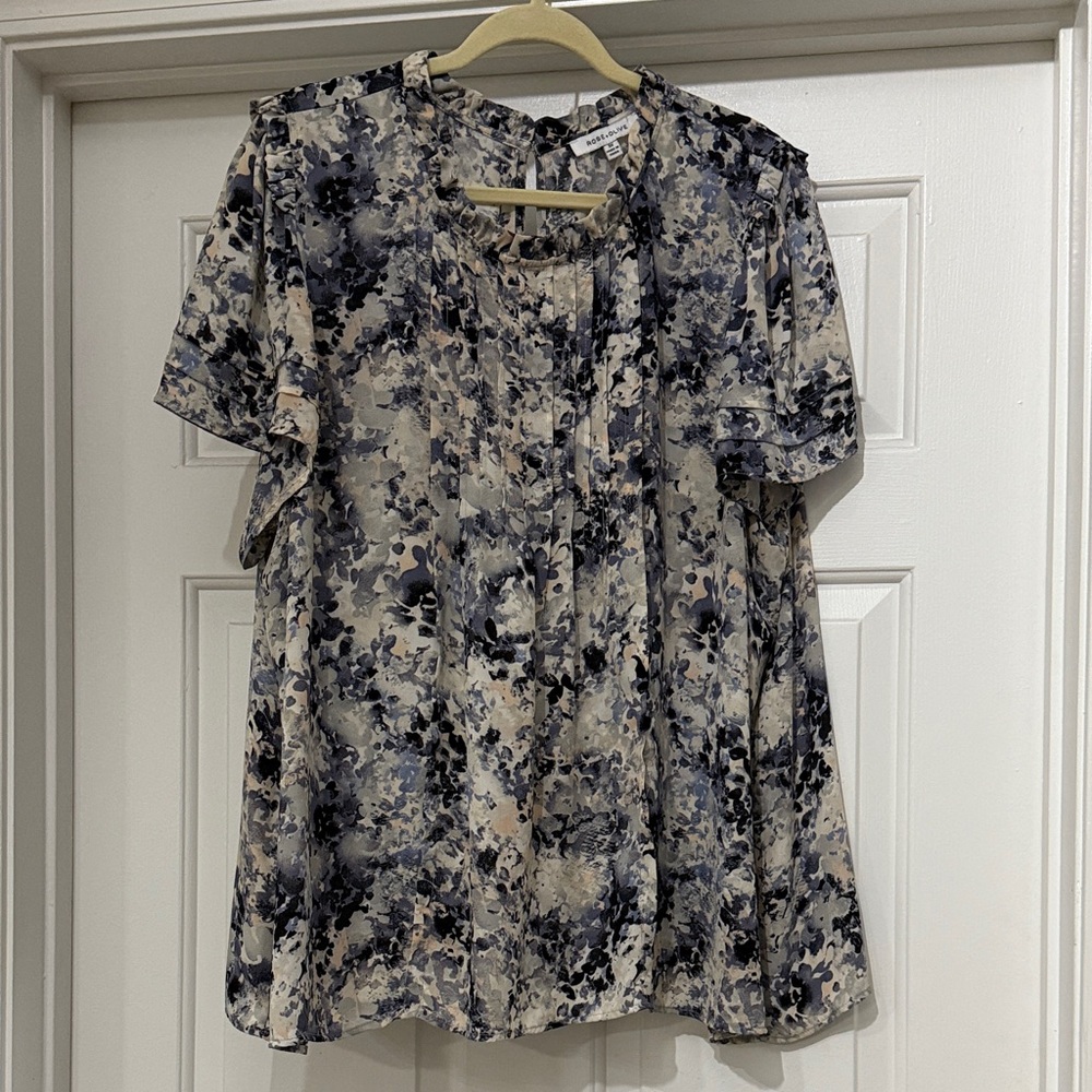 Rose & Olive Black and Cream Floral Blouse